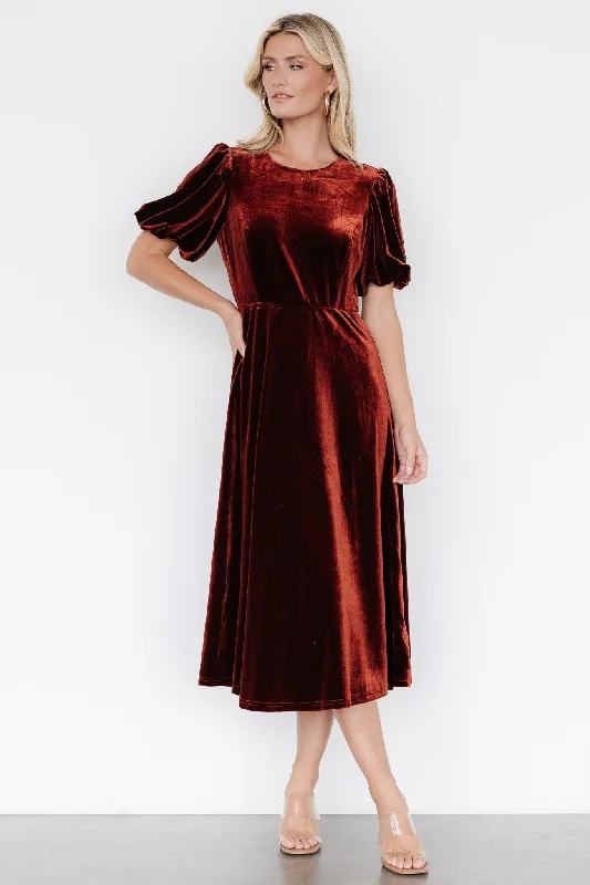 Shop Sale Items Nita Velvet Midi Dress | Deep Cinnamon