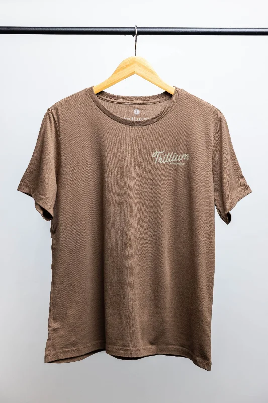 Women's Luxury Apparel Women's Brown Script Logo T-Shirt