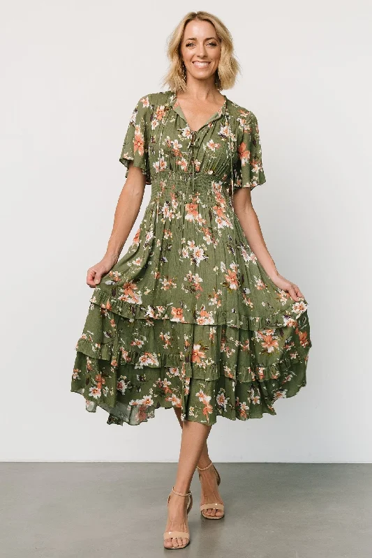 Women's Apparel Spell Boho Midi Dress | Olive Floral