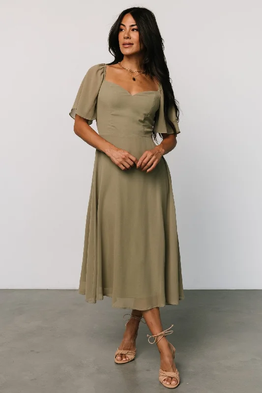 Women's Occasion Wear Apparel Colette Sweetheart Midi Dress | Dusty Olive