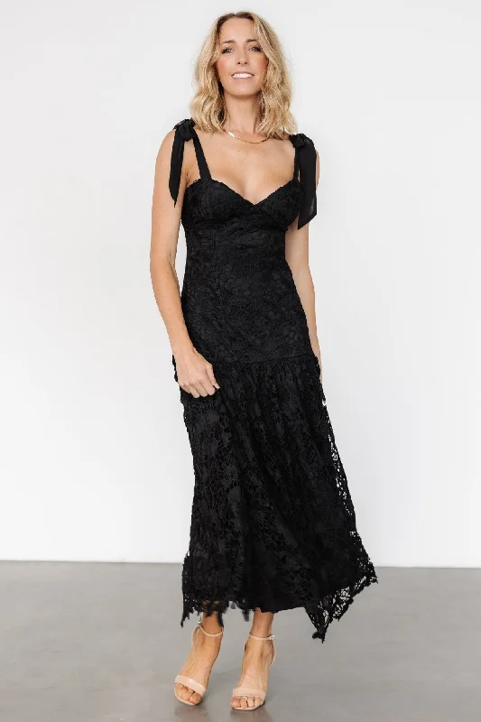 Women's High-Fashion Garments Monte Carlo Lace Midi Dress | Black