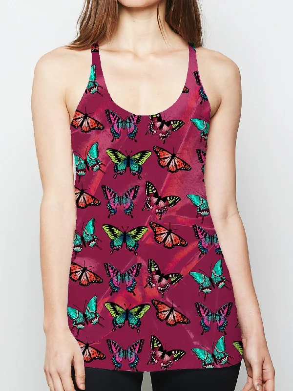 Contemporary Casual Deals Maroon Butterfly Racerback Tank Top