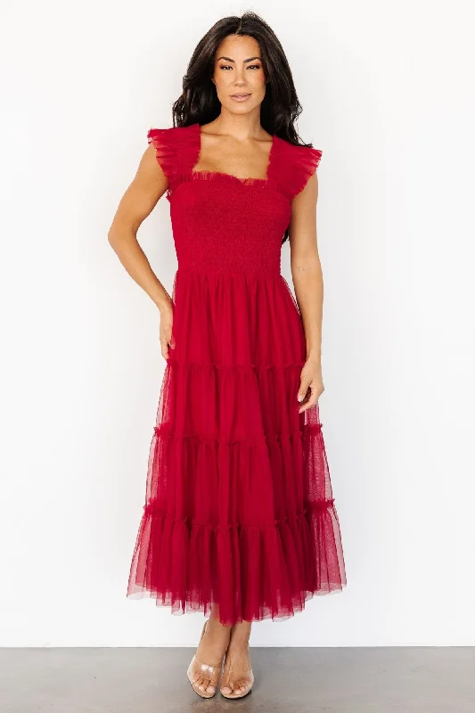 Women's Plus-Size Garments Emma Smocked Tulle Dress | Scarlet