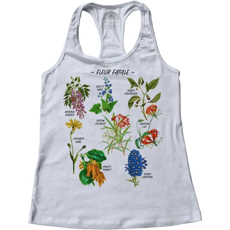 Women's Clothing For Travel Women's Fleur Fatale Toxic Botanical Chart Racerback Tank Top