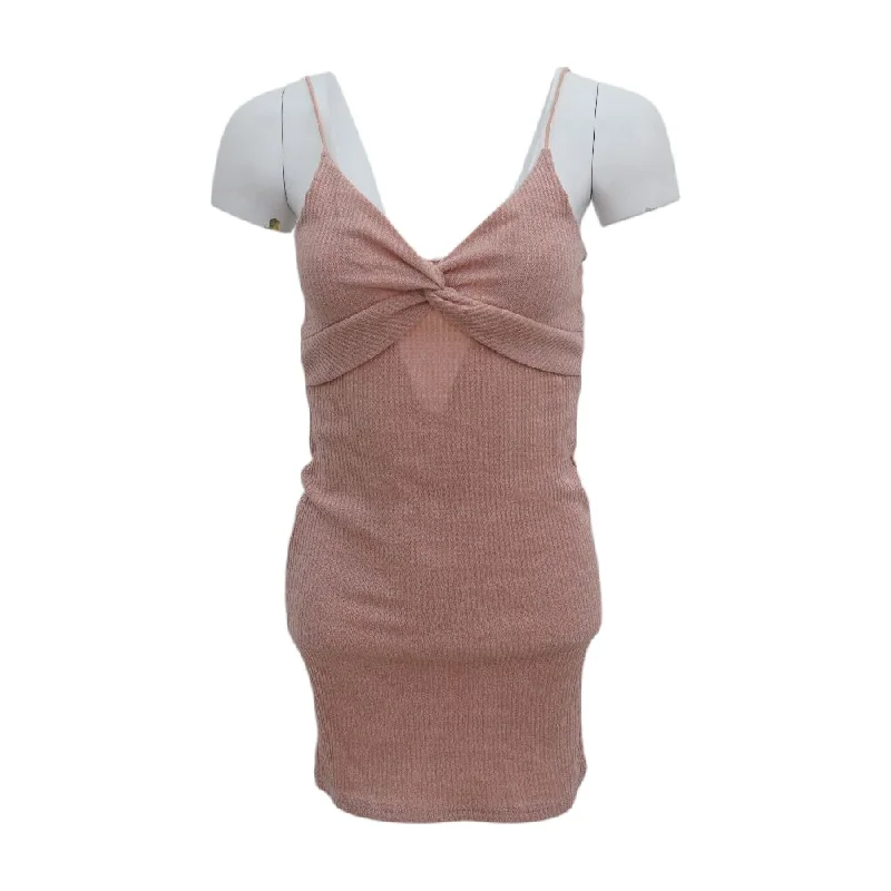 Women's Elegant Clothing Sets Pink Solid Mini Dress