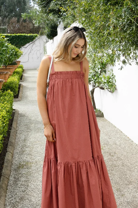 Vintage Clothing For Women Louella Terracotta Louella Strappy Maxi Dress