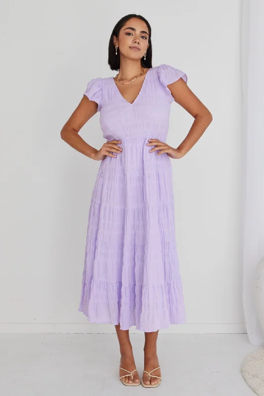 Women's Resort Attire Marley Lilac Sleeveless V Neck Tiered Maxi Dress