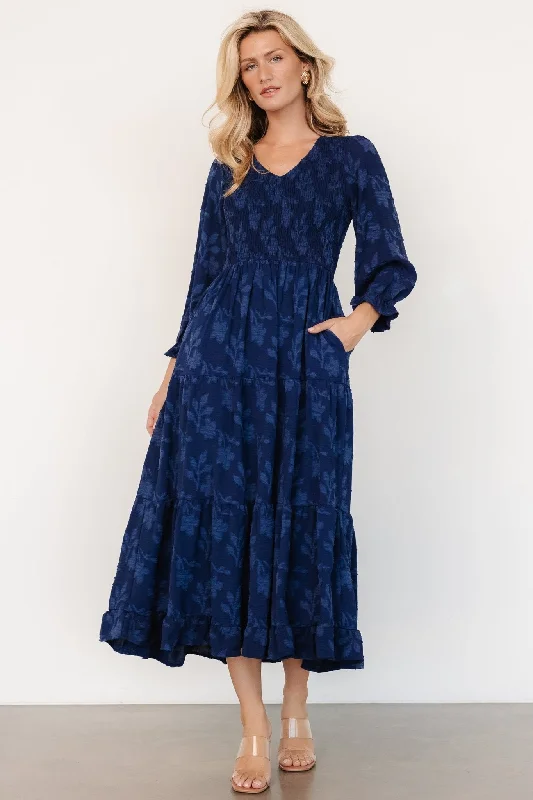 Stylish Clothes For Women Aubrey Smocked Midi Dress | Navy Floral