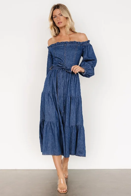 Women's Loungewear Clothes Lewiston Off Shoulder Dress | Denim Blue