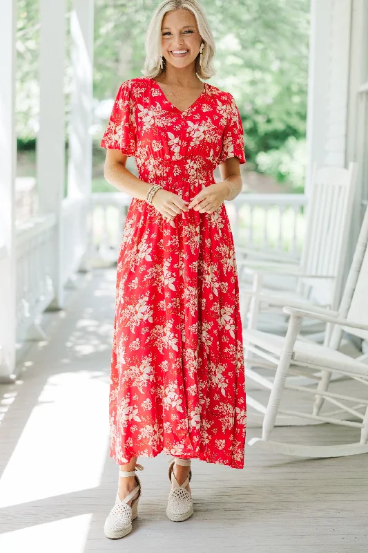 Women's Night-Out Clothes Keep You Close Red Floral Maxi Dress