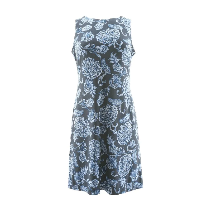 Stylish Women's Clothing Navy Damask Mini Dress