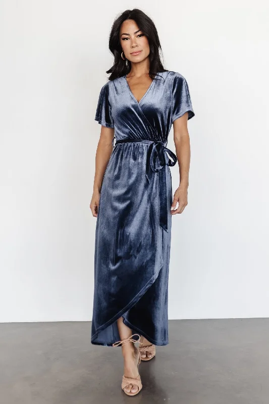 Women's Contemporary Apparel Nadine Velvet Midi Dress | Blue