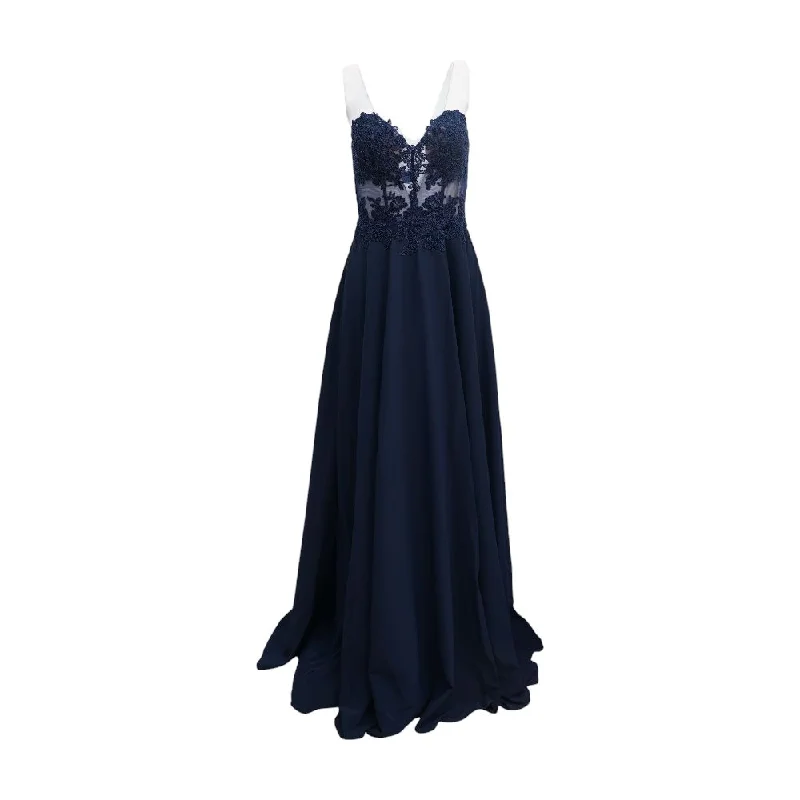 Stylish Women's Attire Navy Solid Maxi Dress