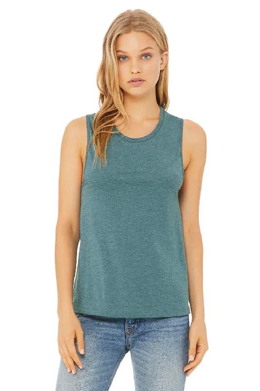 On-Trend Fashion Offers Bella + Canvas Womens Jersey Muscle Tank Top - Heather Deep Teal Blue