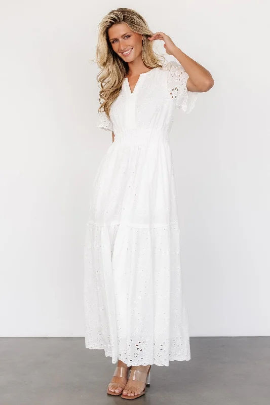 Women's Clothing Apparel Sets Hyacinth Eyelet Maxi Dress | Off White