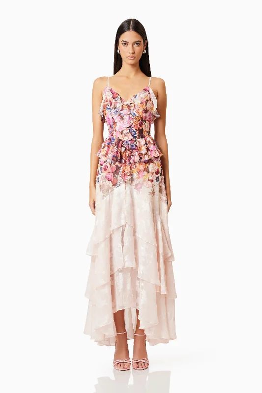 Women's Loungewear Clothes Perla Frilled Maxi Dress in Floral