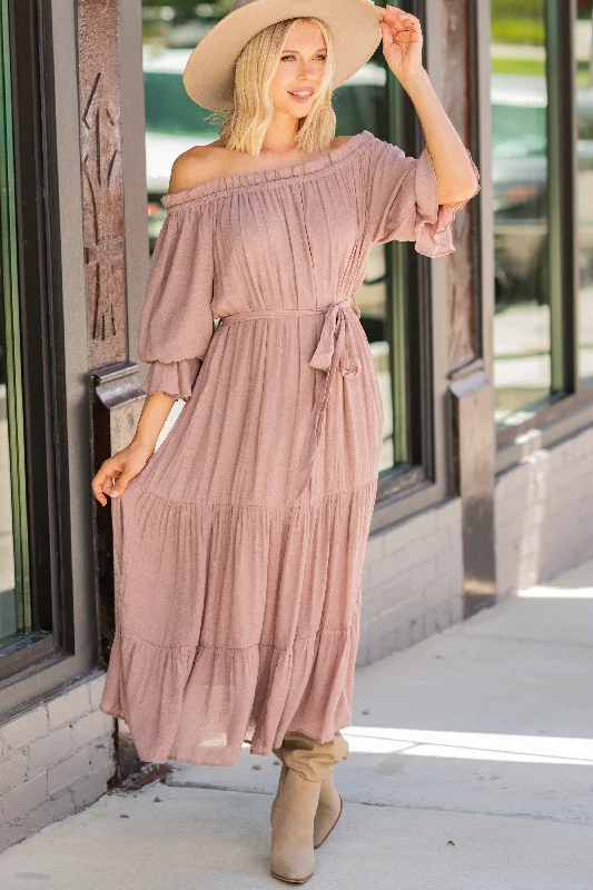 Unbeatable Deals Make Your Way Mauve Pink Midi Dress