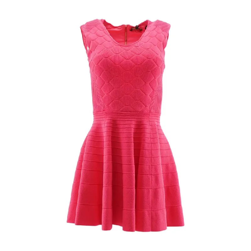 Flash Sales Neon Pink Solid Midi Dress