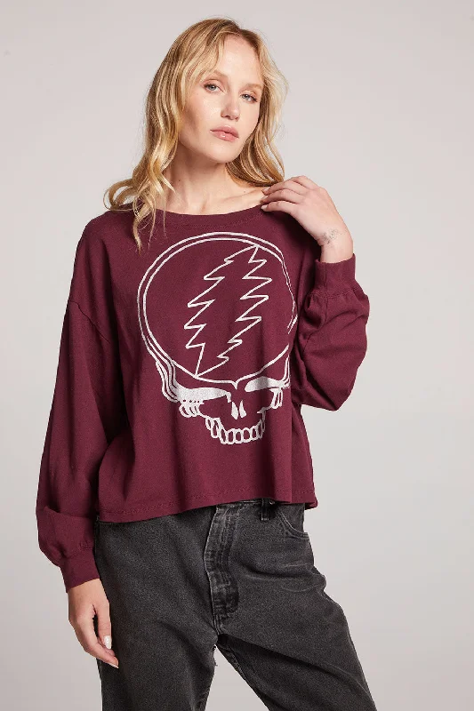 Affordable Women's Clothing Grateful Dead Silver Stealie Long Sleeve