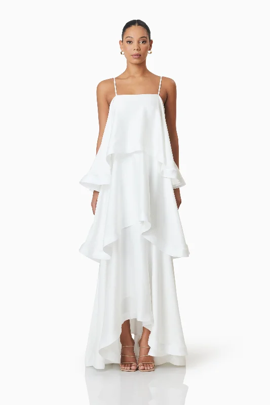 Women's High-Fashion Clothes Tilly Tiered Maxi Dress in White