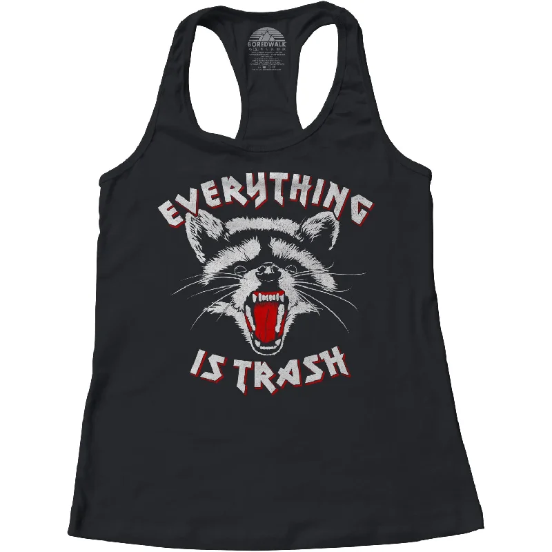 Women's Trendy Activewear Apparel Women's Everything is Trash Raccoon Racerback Tank Top