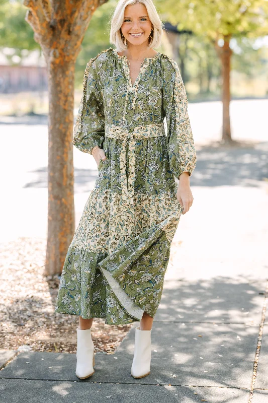 Chic Clothing For Women All I Can See Green Floral Maxi Dress