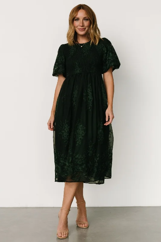 Fresh Fashion Discounts Corrine Embroidered Midi Dress | Emerald