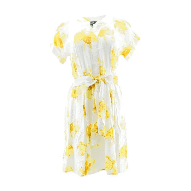 Women's Travel Apparel Yellow Floral Midi Dress