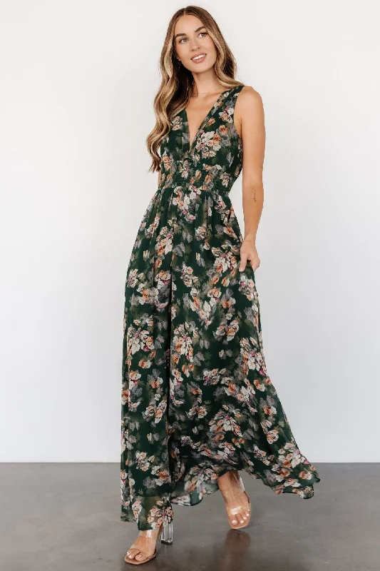 Comfortable Garments For Women Imogen Maxi Dress | Deep Green Multi