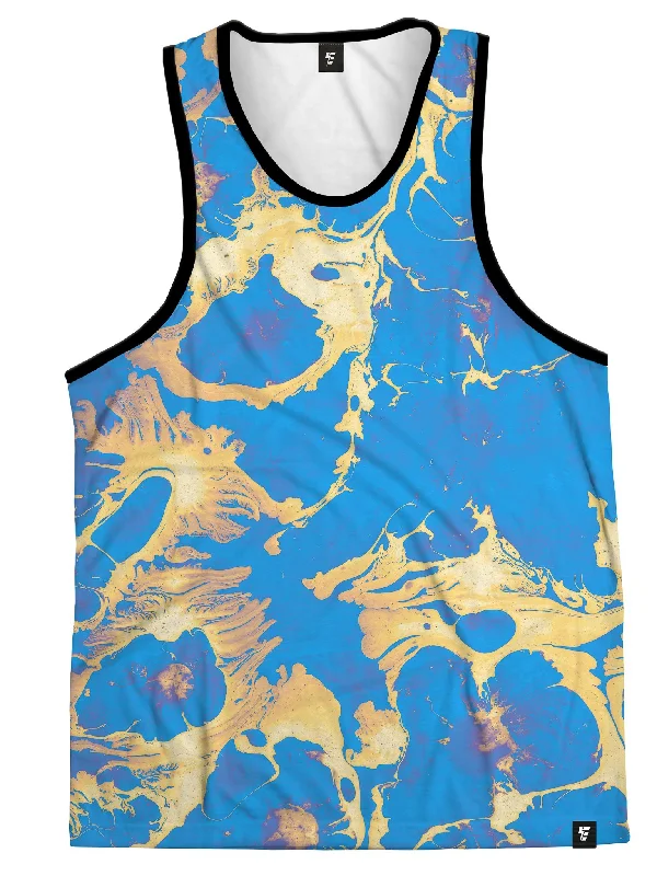 Stylish Women's Garments For Holidays Blue Marble Tank Top