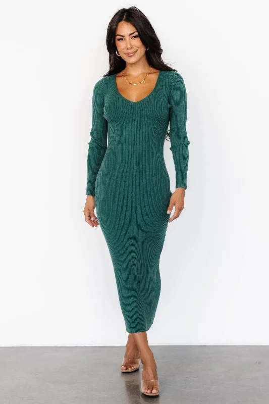 Modern Women's Outfit Kendall Ribbed Midi Dress | Green