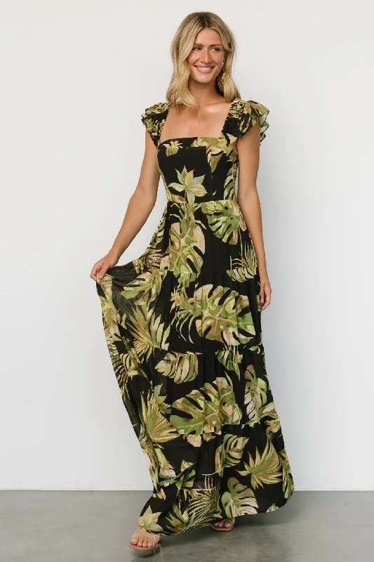 Casual Chic Women's Clothes Encinitas Maxi Dress | Tropical Green + Black