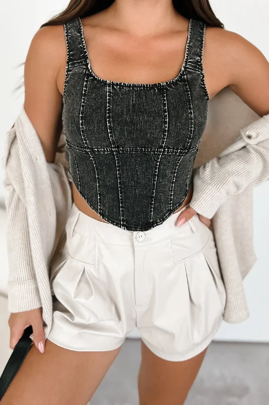 Urban Style Promotions That's Just Karma Denim Corset Top (Black)