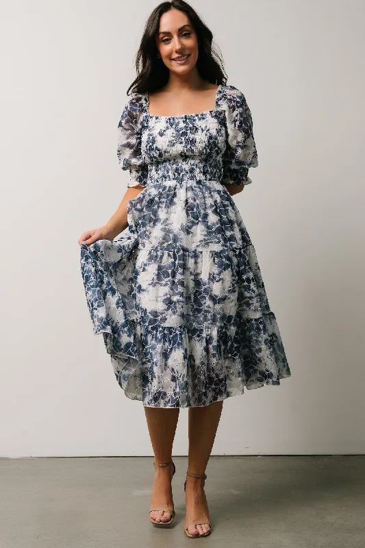 Sophisticated Style Offers Hazel Eyelet Midi Dress | Navy