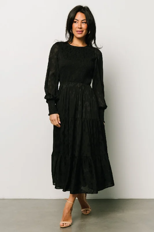 Women's High-Fashion Outfit Stockholm Smocked Dress | Black