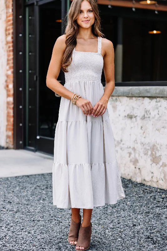 Timeless Style Promotions Feeling My Best Taupe Brown Midi Dress