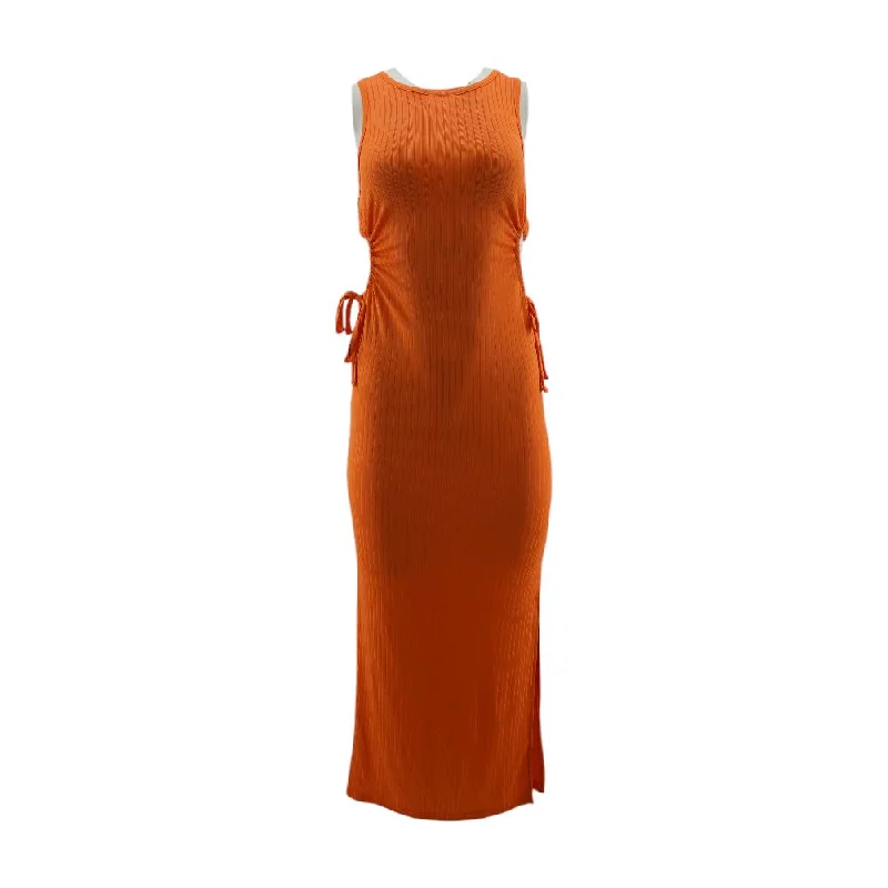 Affordable Trendy Clothes For Women Orange Solid Maxi Dress