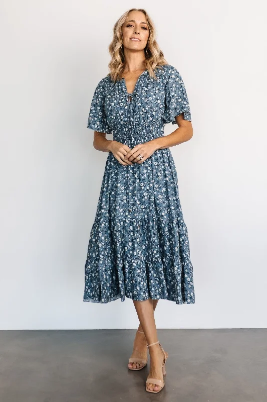 Women's Plus-Size Clothes Spell Boho Midi Dress | Blue Floral