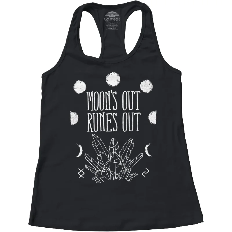 Women's Work Outfit Women's Moon's Out Runes Out Racerback Tank Top