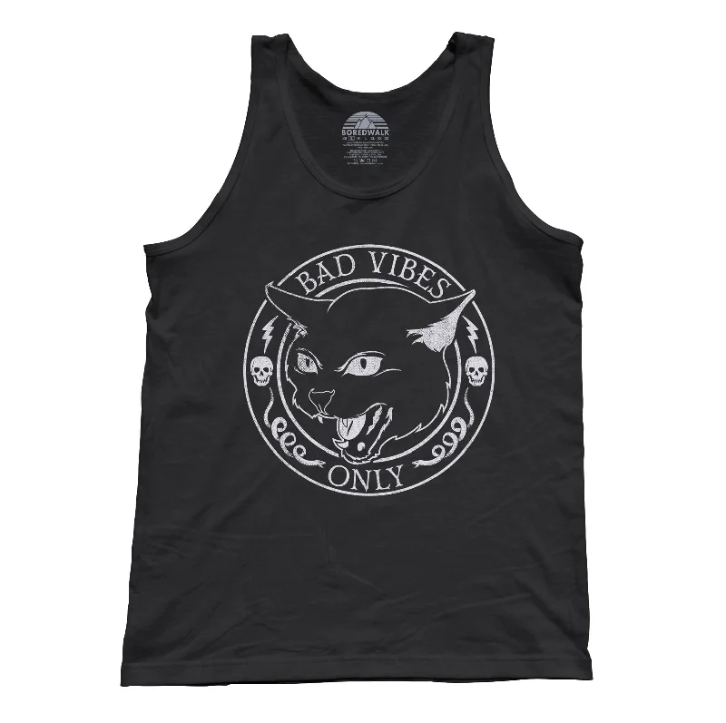 Seasonal Style Discounts Unisex Bad Vibes Only Tank Top - Goth Shirt - Black Cat Shirt