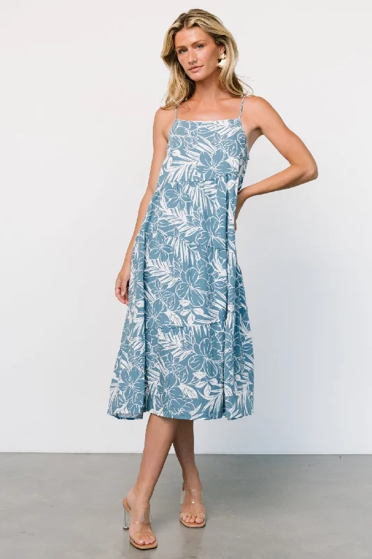 Women's Casual Wear Clothes Sonora Midi Dress | Dusty Blue Print