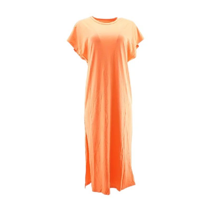 Women's Seasonal Wardrobe Clothing Orange Solid Midi Dress