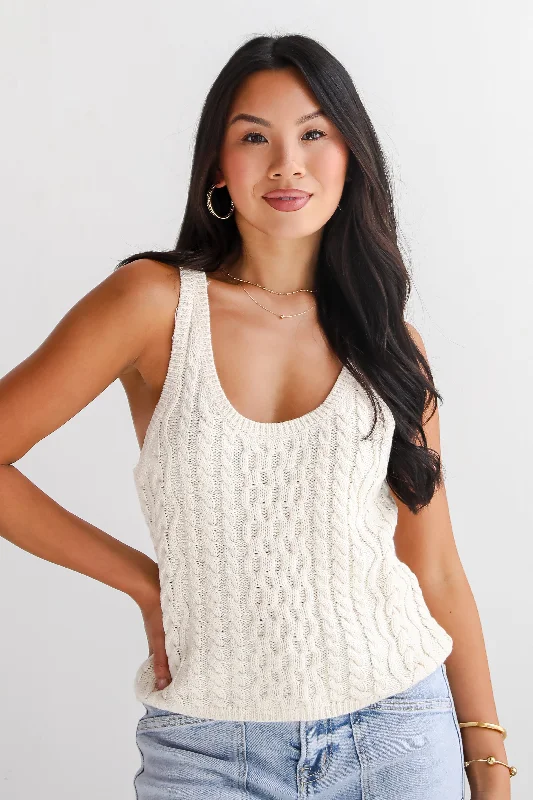 Romantic Chic Deals Impressively Charming Natural Cable Knit Tank