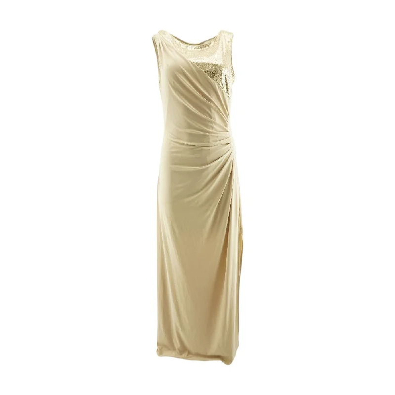 Women's Clothing For Holiday Travel Gold Solid Maxi Dress