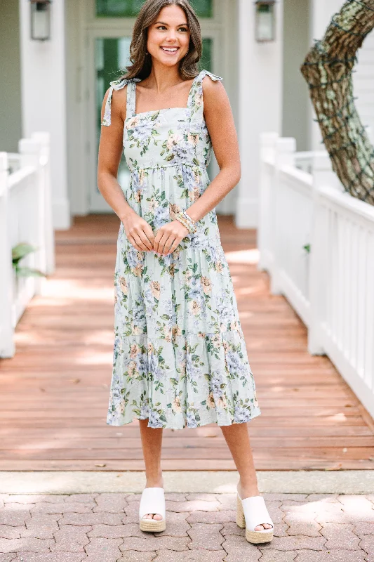 Flash Sale Now Get Ready Mint Green Floral Maxi Dress