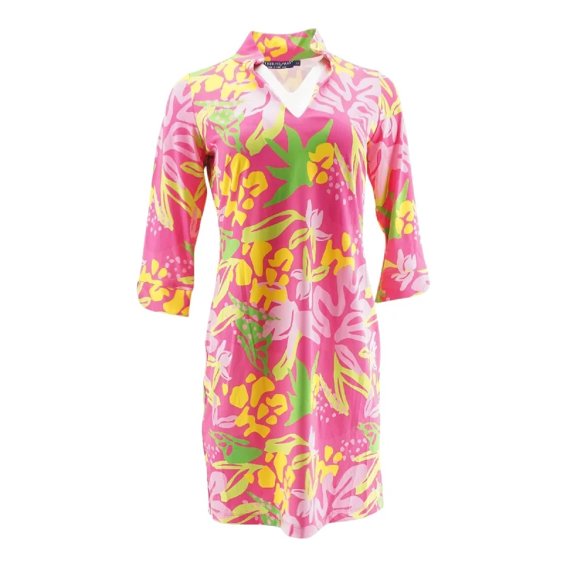 Stylish Women's Garments For Holidays Pink Floral Midi Dress