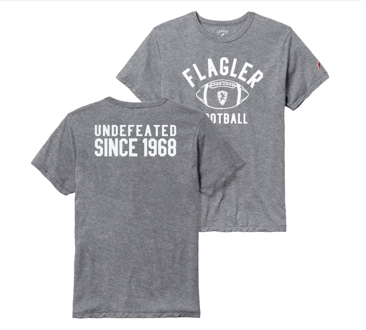 Stylish Women's Attire Grey Flagler Football Undefeated T-Shirt