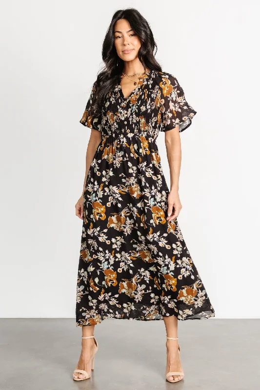 Women's Outerwear Clothing Hathaway Midi Dress | Black Floral