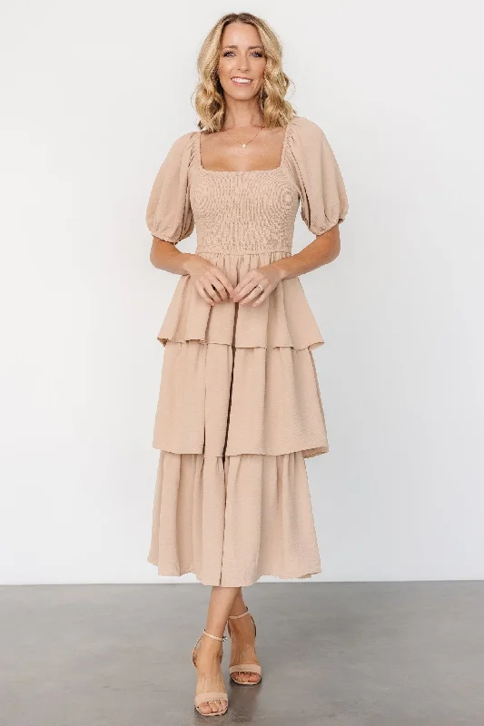 Elegant Clothing For Women Ashbourne Tiered Dress | Taupe