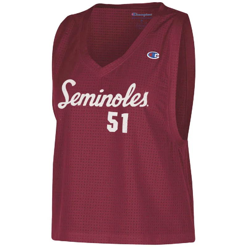 Women's Classic Outfit Champion Women's Seminoles 51 Mesh V-neck Tank - Garnet